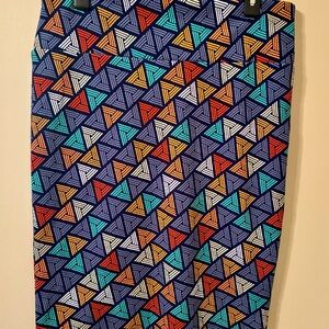 LuLaRoe Geometric Triangle Print Stretchy Pencil Skirt Colorful Mathcore Office